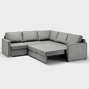 Schlafsofa Marios, Wolle, grau, Rechtsversion