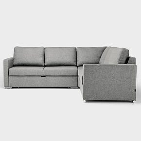 Schlafsofa Marios, Wolle, grau, Linksversion