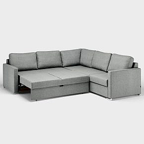 Schlafsofa Marios, Wolle, grau, Linksversion